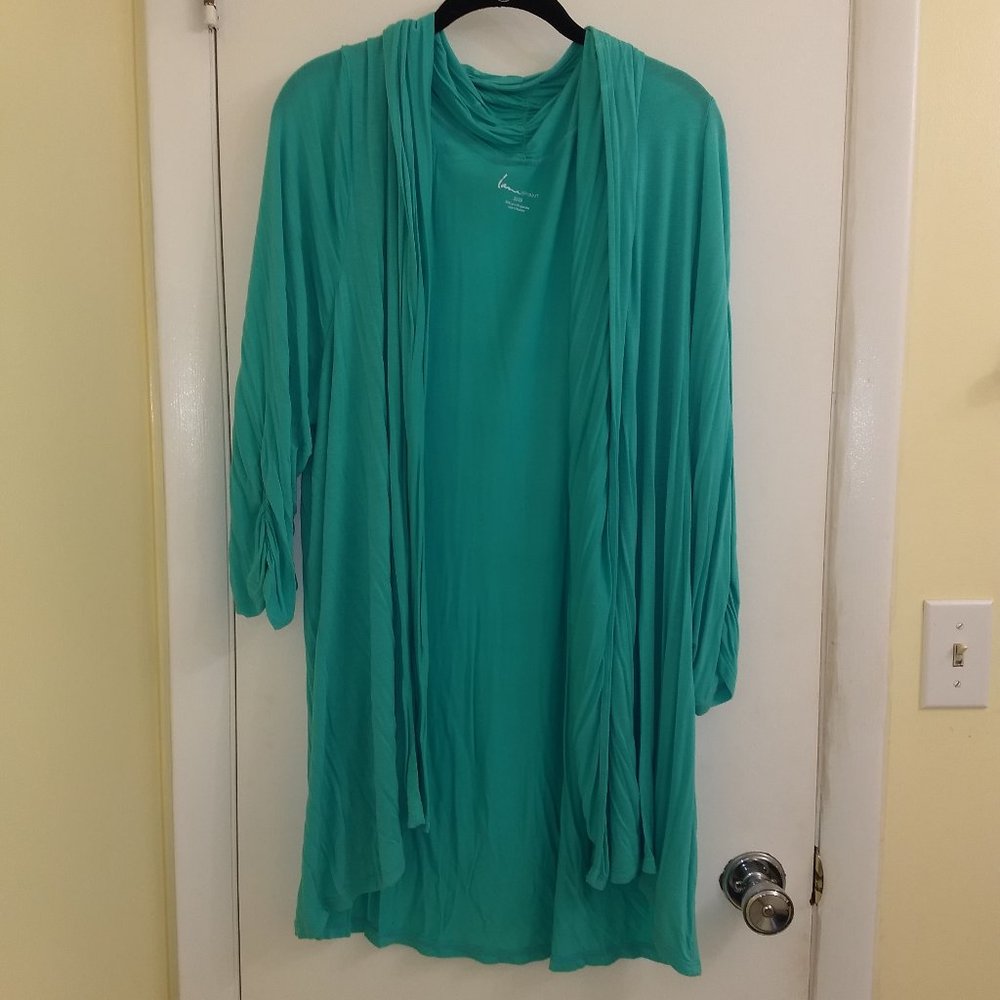 Teal Jacket with Rushed Sleeves